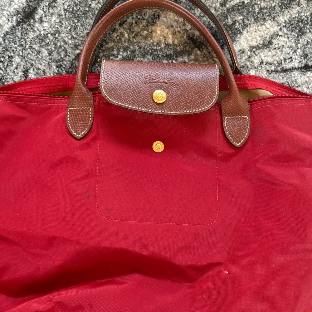 Longchamp Red and Brown Satchel